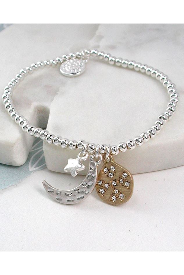 Picture of Pom Silver Plated Moon Star and Planet Bracelet