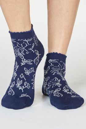 Picture of Thought Gollie Floral Bamboo Organic Cotton Ankle Frill Socks