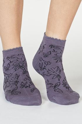 Picture of Thought Gollie Floral Bamboo Organic Cotton Ankle Frill Socks