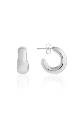 Picture of Joma Jewellery Perfect Pebble Silver Pebble Hoop Huggie Earrings