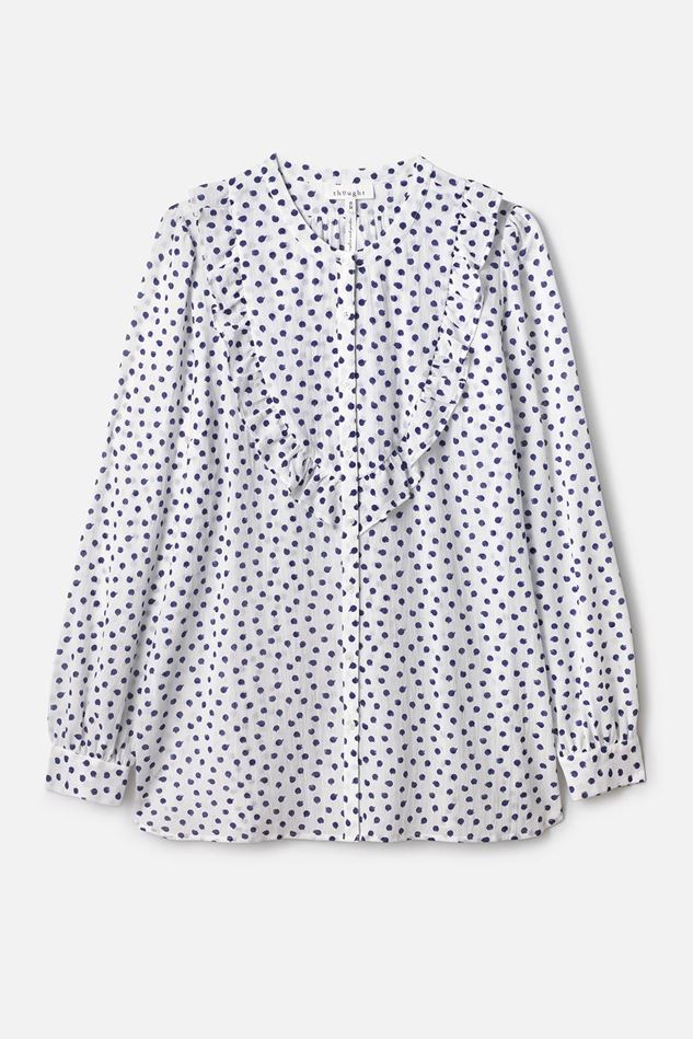 Picture of Thought Brush Spot Organic Cotton Frill Blouse