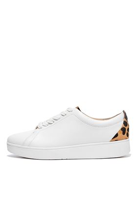 Picture of Fitflop Rally Leopard-Back Leather Trainers