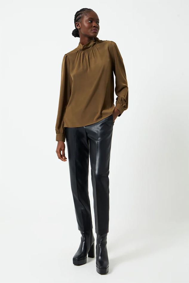 Picture of French Connection Arina Solid Button Neck Top