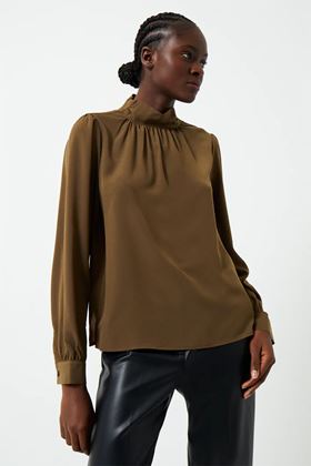 Picture of French Connection Arina Solid Button Neck Top