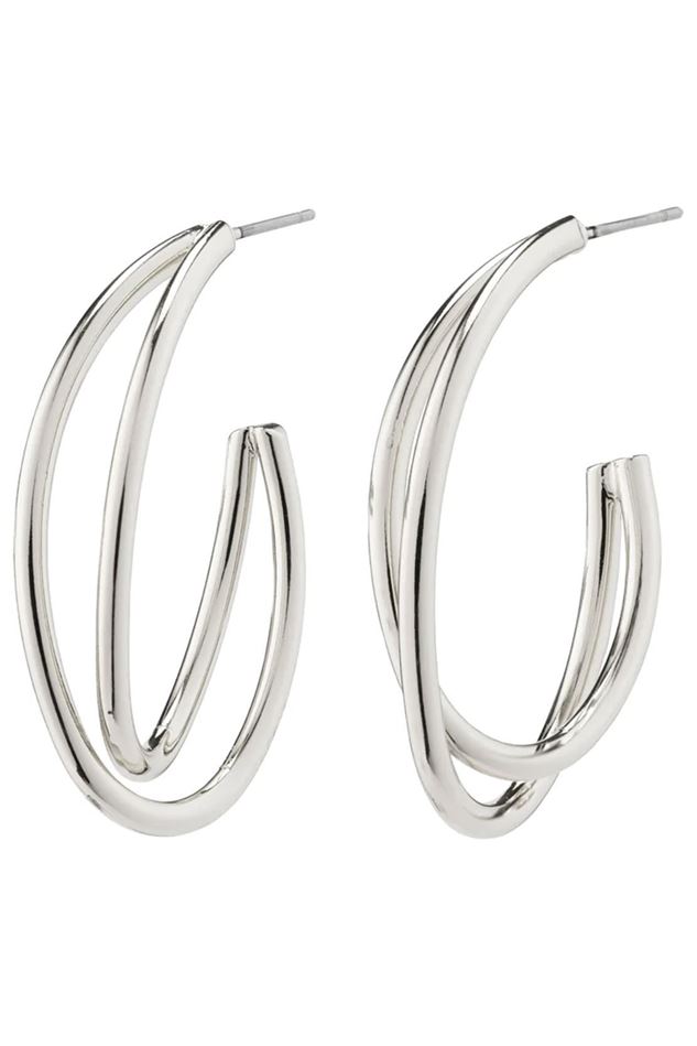 Picture of Pilgrim Angelica Graphic Silver-Plated Hoop Earrings