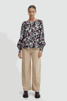 Picture of Ichi Crazto Blouse with Long Sleeves - Multi Flower  NOW 70% OFF