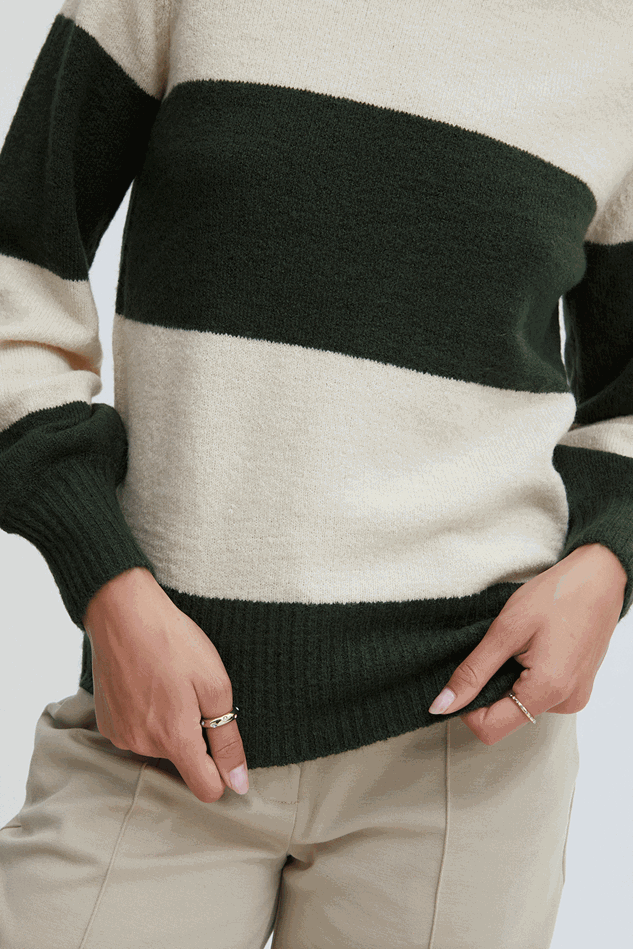 Picture of Ichi Eden Knitted Pullover - Kombu Green