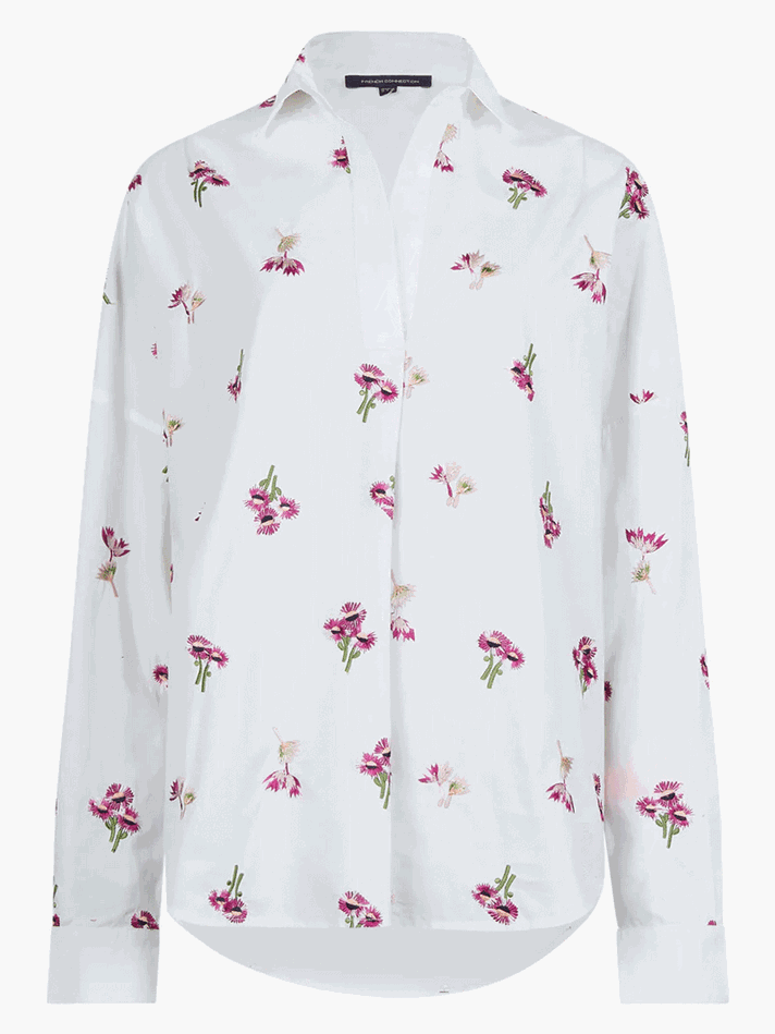 Picture of French Connection Charla Rhodes Poplin Embroidered Popover Shirt