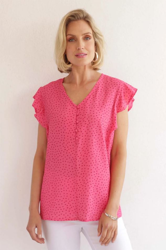 Picture of Pomodoro Spot Frill Sleeve Blouse