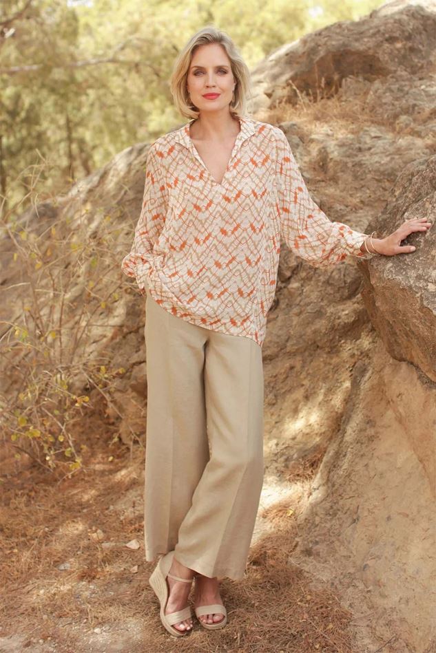 Picture of Pomodoro Linen Wide Leg Trousers