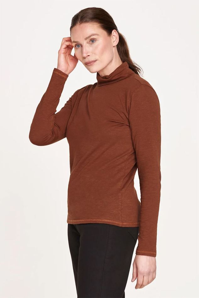 Picture of Thought Fairtrade Organic Cotton Polo Neck Top Chestnut Brown