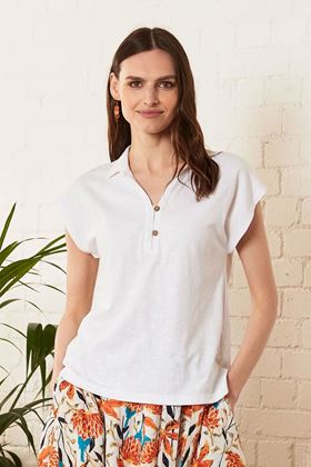 Picture of Nomads Organic Cotton Collared T Shirt - White